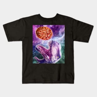 Pizza Dinosaur In Space Kids T-Shirt